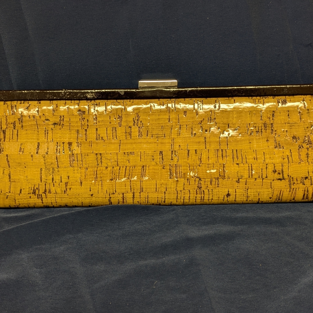 Chadwick's High-Gloss Natural Cork Clutch - Silver Snake Chain Strap